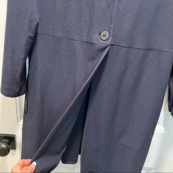 Eileen Fisher Navy Tunic Jacket‎ 3-Button 3/4 Sleeve Front Pockets Size S. - Picture 4 of 9